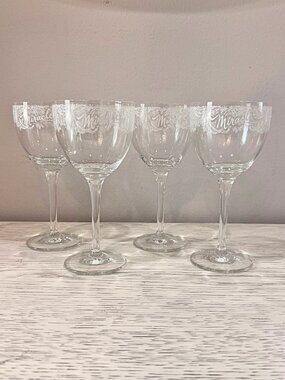 MIRACLE Nick & Nora Etched Cocktail Glasses Set of 6 Holiday Christmas Gartland